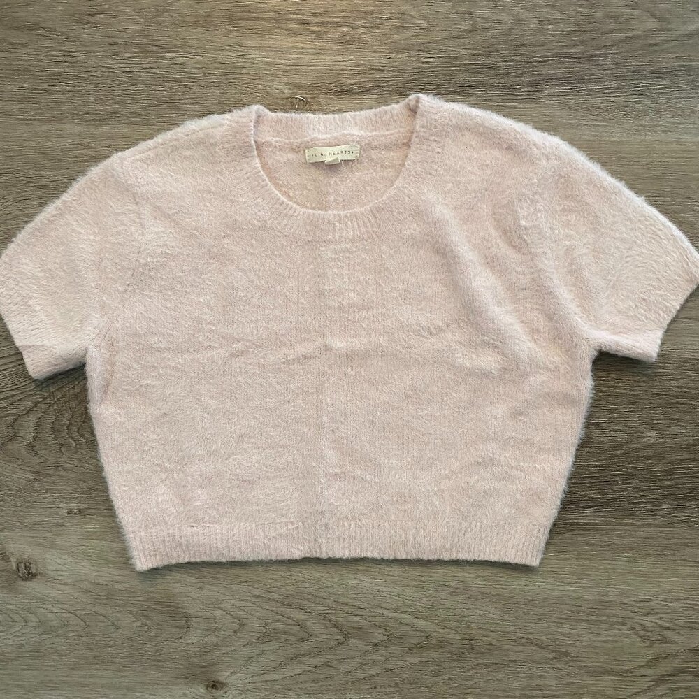 LA HEARTS | Pink Faux Fur Cropped Top